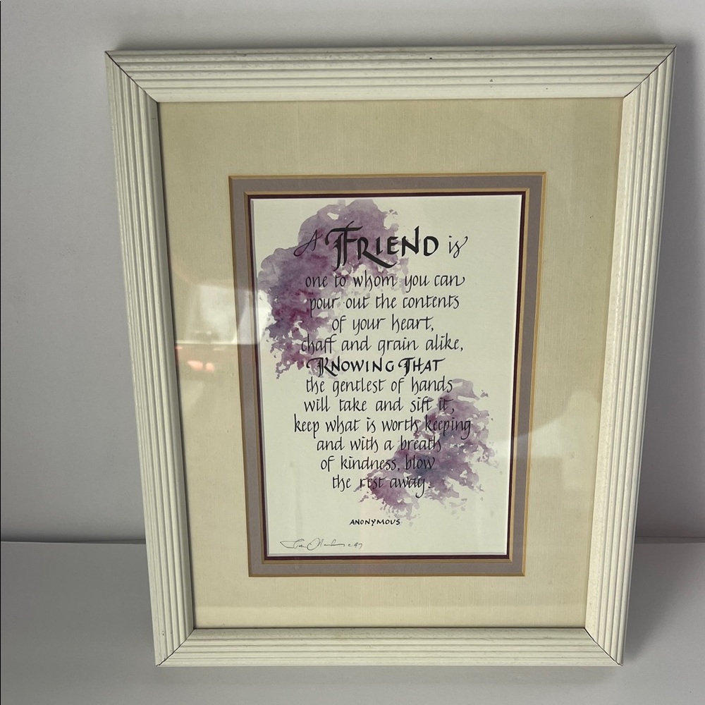Anonymous Framed Friendship Quote Art with Purple Accents 9 x 11